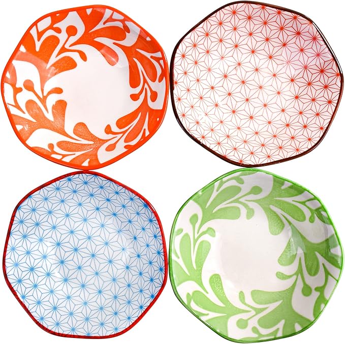 Ceramic Dipping Bowls Set of 4, 10.5cm Small Sauce Dishes, Nordic Style by Whitenesser