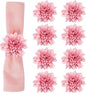 wonlex Farmhouse Flower Napkin Rings Set of 8, Faux Pink Dahlia Napkin Ring by wonlex