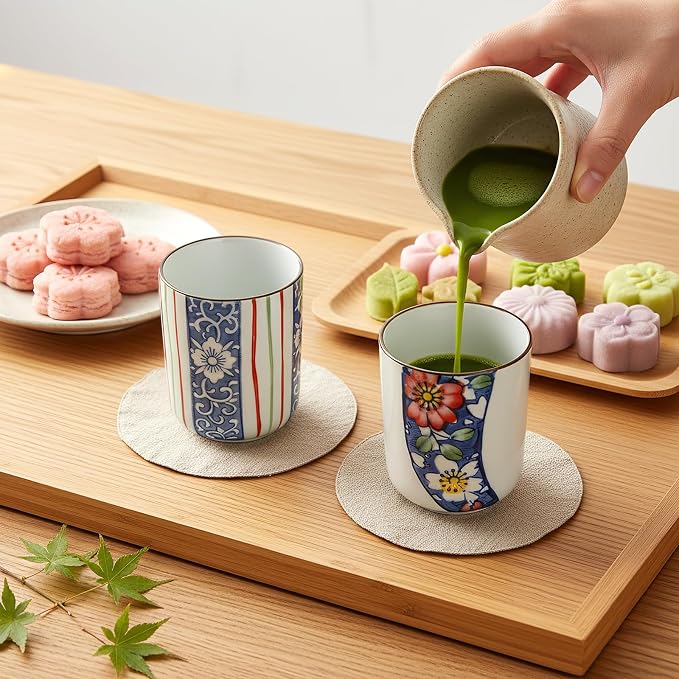 Japanese Tea Cups, 10 Oz Ceramic Handleless Coffee Mugs, Microwave Dishwasher - Image 5