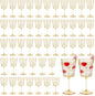 48 PCS Gold Ribbed Plastic Wine Glasses 13.5 OZ Ribbed Wine Glasses Detachable Wine Glass Elegant Fluted Glassware Vintage Style for Wedding Anniversary Birthday Dinner Parties
