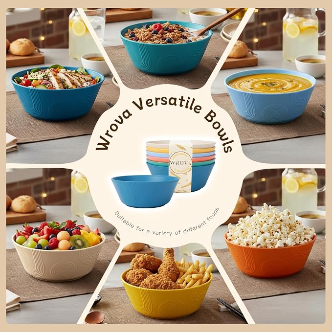 Wheat Straw Bowls Set 36oz, Cereal Bowls Soup Bowls Set of 6, Unbreakable Salad - Image 4