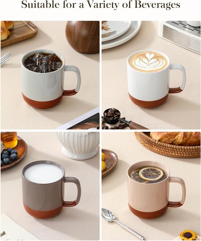 MALACASA Ceramic Coffee Mugs Set of 4, 16oz Coffee Cups, Modern Farmhouse Mugs - Image 5
