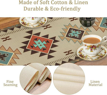 Aztec Southwest Table Runner, Ethnic Geometric Table Runners Dresser Scarves - Image 5