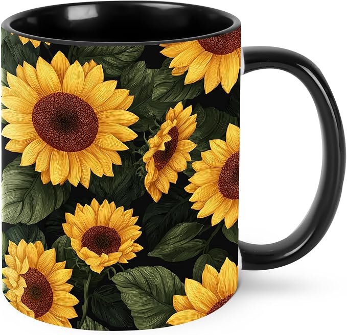 Yrebyou Sunflower Coffee Mug 11oz Ceramic Cup by Yrebyou