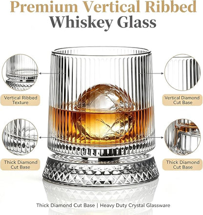 360° Rotating Whiskey Glasses Set of 2, Vintage Crystal Tumblers - Image 2