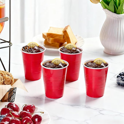 TashiBox 12 oz Red Plastic Party Cups - Image 4