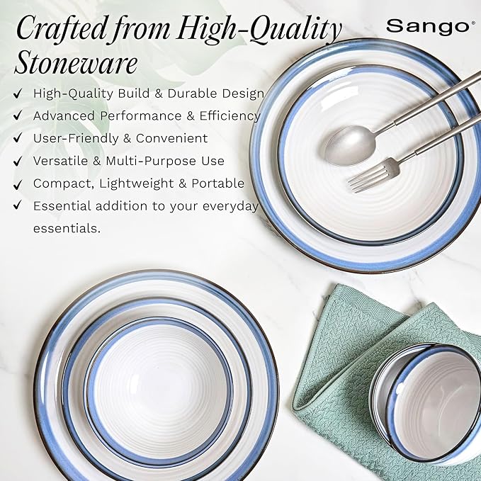 Sango Siterra Santorini 16-Piece Stoneware Dinnerware Set - Image 3