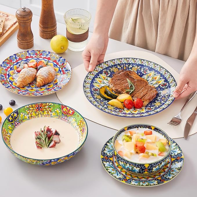 vancasso 24 Pieces Dinnerware Sets, Plates and Bowls Set, Porcelain Dishes Set - Image 5