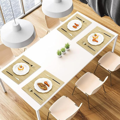 Patelai 12 Set Bamboo Placemats 15.8 x 12 Inch Sushi Rolling Mat Japanese Style Wicker Placemats Washable Heat Resistant Table Mats for Dinner Kitchen Wedding Party (Natural)
