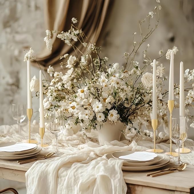 French Gold Taper Candle Holders for Wedding Table Centerpiece,Tall Taper Candlestick Holders Bulk Set of 27,Metal Candle Stick Holders for Dinning or Mantel Centerpiece,Party Home Decor