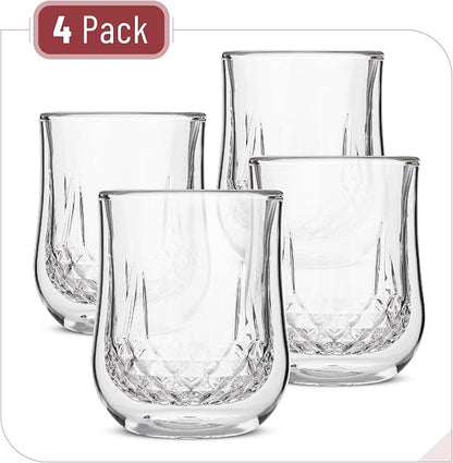 BTaT- Double Walled Drinking Glass, 4 Pack, 8 oz, Stylish Insulated Rocks Glass - Image 2