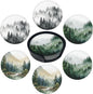 Forest Coasters Leather Round Drink Coasters 6 Pcs Set with Holderor for Cup Drink Coffee Table Bar Home Decor
