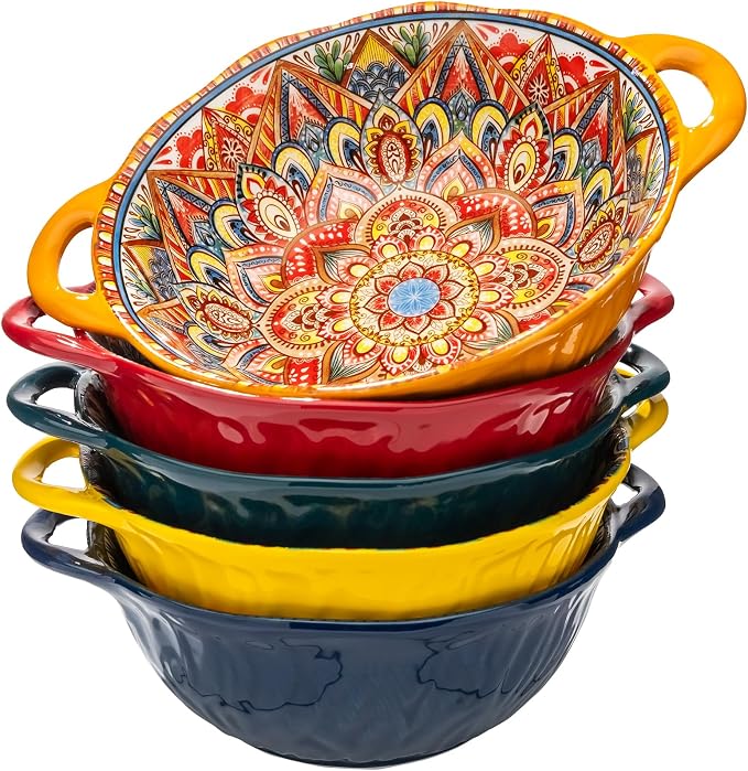 XKXKKE 5 Pack Boho Ceramic Serving Bowls by XKXKKE