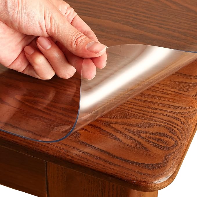 Clear Table Cover Protector Rectangle 14 x 48 Inch, 1.5mm Transparent Plastic Table Protector Waterproof, Anti-Scratch Clear Desk Mat for Office Desktop Dresser Dining Table, FDA Compliant