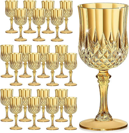 7OZ Plastic Wine Glasses, Reusable Vintage Goblets Unbreakable Drinking Glasses by Unknown