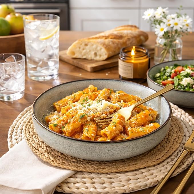 GBhome 8.75'' Large Ceramic Pasta Bowls, 38oz Stoneware Pasta Serving Bowls Set - Image 5