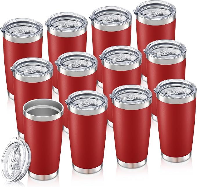 20oz Tumbler Bulk with Lid Stainless Steel Tumblers, 12 Pack | Leak Proof Lid by Unknown