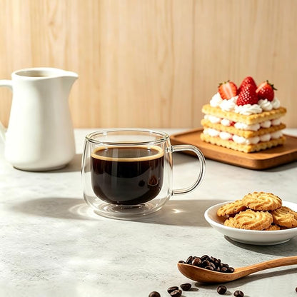 CNGLASS 8.5oz Double Walled Glass Coffee Mugs - Image 2