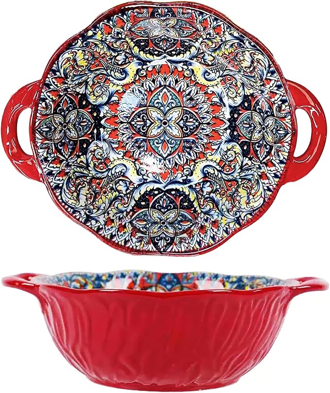 2 Pack Boho Ceramic Serving Bowls by XKXKKE