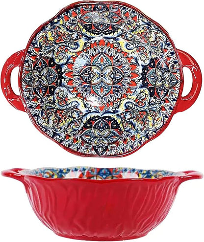 2 Pack Boho Ceramic Serving Bowls by XKXKKE