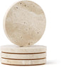 Natural Travertine Marble Coasters Set of 4-4" Round Stone Drink Coasters by WORHE