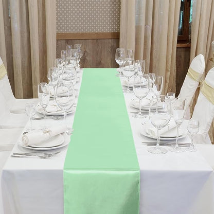 Aneco 4 Pack Satin Table Runner 12 x 108 Inch Gradient Sage Green Long Bright - Image 4
