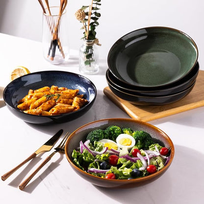 LERATIO Large Pasta Bowls, 38oz Ceramic Pasta Bowls, 9.0" Reactive Glaze Pasta - Image 4