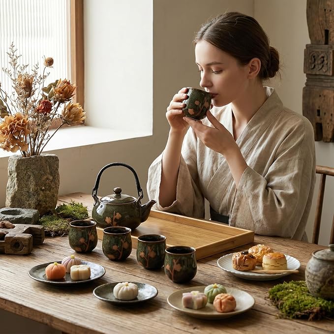 Layhit Japanese Tea Set with Teapot and 6 Cups, 20 oz Ceramic Asian Tea Set - Image 4