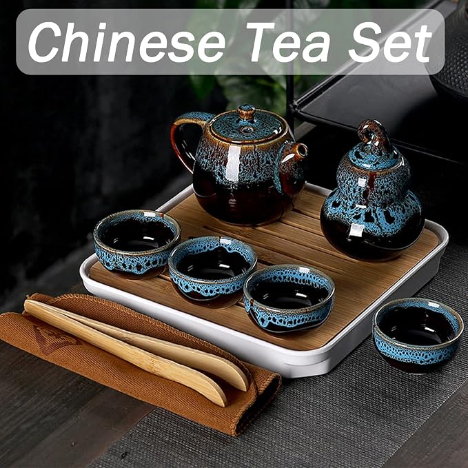 Chinese Kongfu Tea Set, Portable Porcelain Travel Tea Set - Image 2