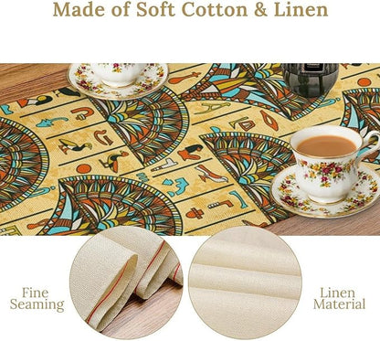 Vintage Ancient Egypt Table Runner Old Egyptian Hieroglyphics Print Mysterious - Image 5