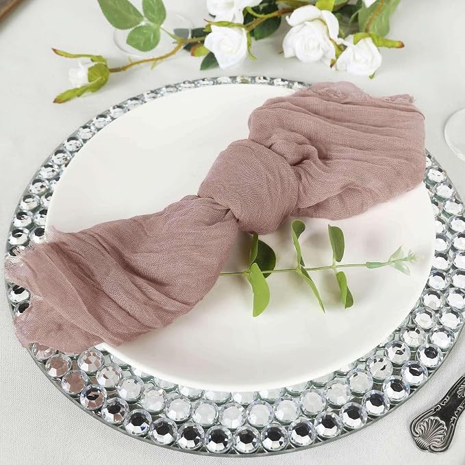 Efavormart 5 Pack 24"x19" Dusty Rose Matte Gauze Cheesecloth Napkins, Romantic - Image 3