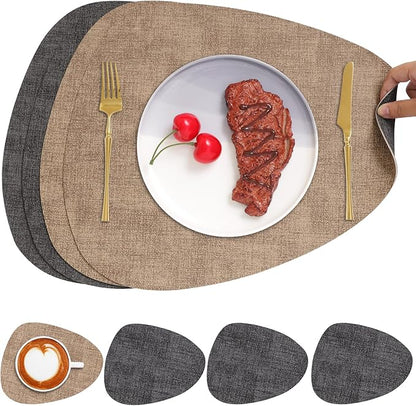 Faux Leather Placemats Set of 4, Dual Sided by Chitomars