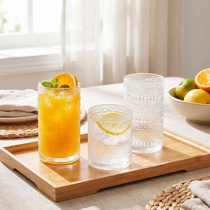 Vintage Hobnail Drinking Glasses Set of 8, Embossed Water Tumbler - Image 3