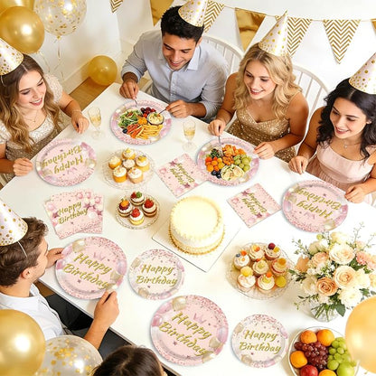 96 Pcs Blush Beige Birthday Party Decorations, Serves 24 | Boho Dusty Pink - Image 8