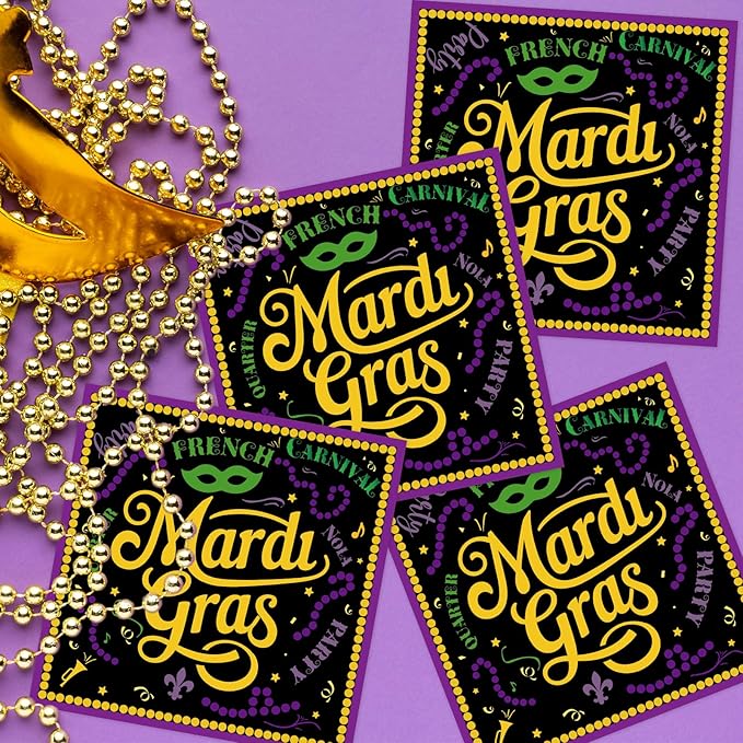 Mardi Decorations for Gras Party - 50PCS Mardi Party Gras Napkins Supplies Disposable, Fat Tuesday Carnival Paper Napkin Decor (Size 6.5 Inch)
