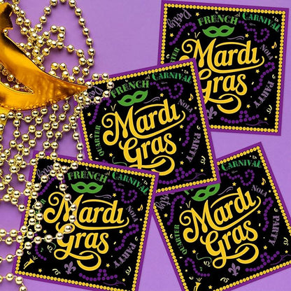 Mardi Decorations for Gras Party - 50PCS Mardi Party Gras Napkins Supplies Disposable, Fat Tuesday Carnival Paper Napkin Decor (Size 6.5 Inch)