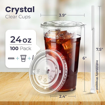 Fit Meal Prep 100 Pack 24 oz Plastic Iced Coffee Cups - Image 2
