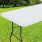 Smiry Rectangle Tablecloth, Elastic Fitted Flannel Backed Vinyl Tablecloths for 4ft Folding Tables, Waterproof Wipeable Table Covers for Indoor, Outdoor, Picnic and Camping (White, 24"x48")