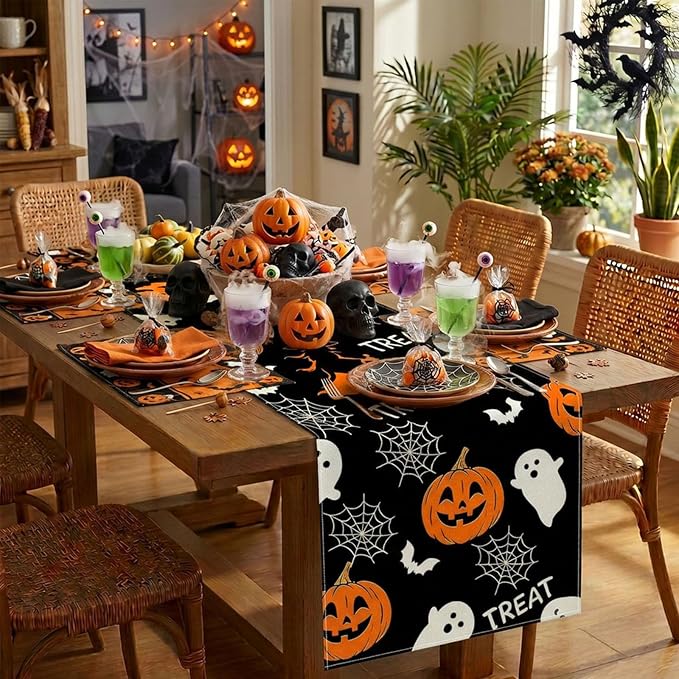 Halloween Table Runner Decorations Trick or Treat Kitchen Decor 13x72inch | - Image 7