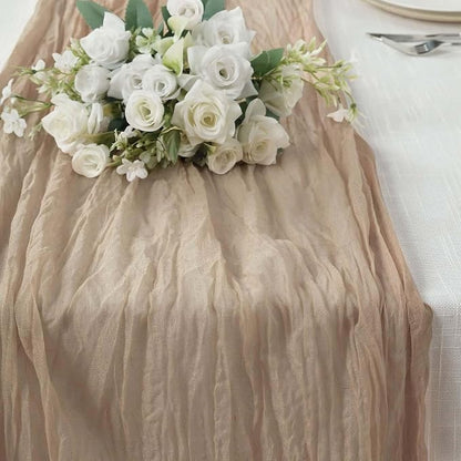 Efavormart 10ft Beige Cheesecloth Table Runner - Image 8