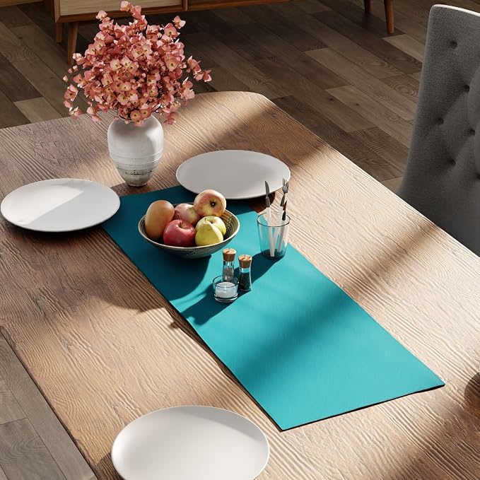 Encasa XO Table Runner, Cotton Canvas Dining Runner 13"x36" | Azul Blue - Image 2