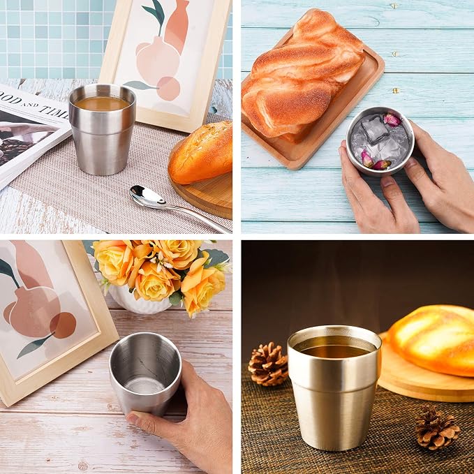 Beasea Stainless Steel Cups 8 oz, Metal Drinking Cups Set of 4, Stackable - Image 5
