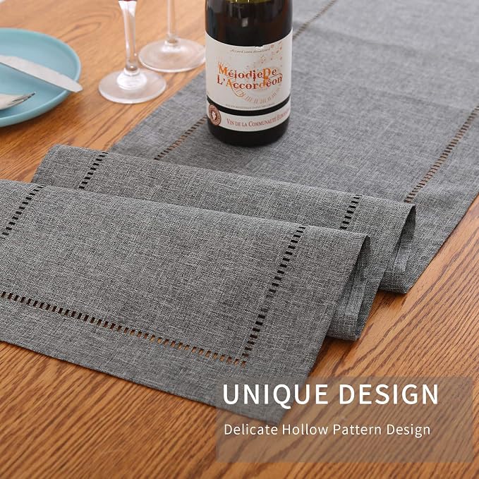 Tosewever Decorative Linen Table Runner Farmhouse Style Tabletop Collection 14 - Image 4