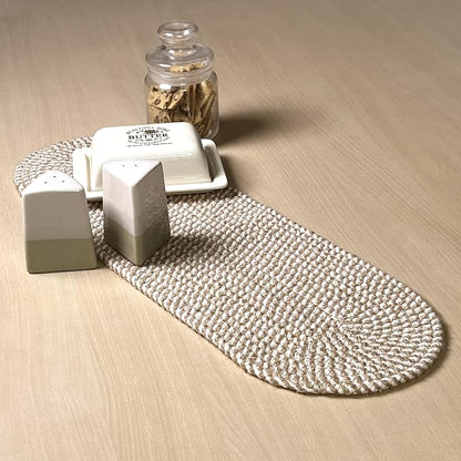 Oval Jute & Cotton Woven Braided Table Runner, Size -8 x 24 Inches, Color - Image 7
