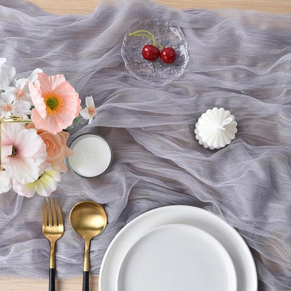 Gray Cheesecloth Table Runner Cheese Cloth Wedding Birthday Party Decor | 10Ft - Image 4
