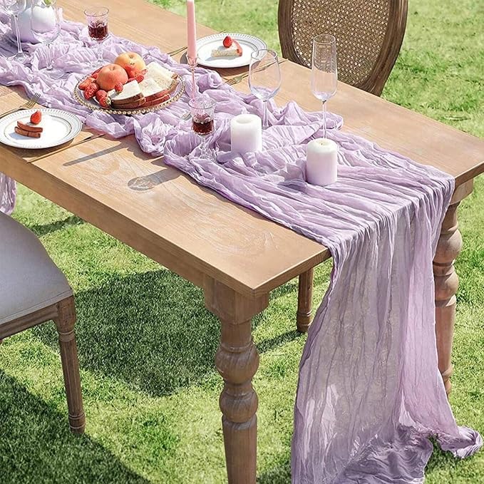 6 Pack Lilac Purple Cheesecloth Table Runner 22x120 Inch | 10Ft Rustic Boho - Image 7