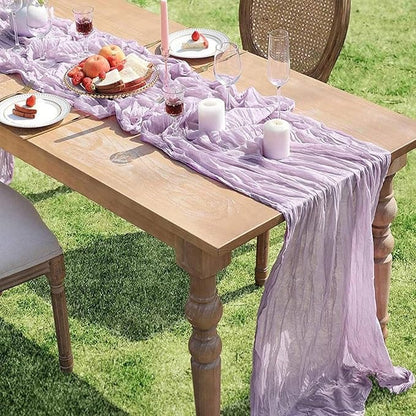 6 Pack Lilac Purple Cheesecloth Table Runner 22x120 Inch | 10Ft Rustic Boho - Image 7