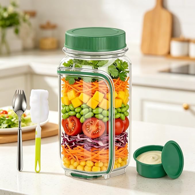 35oz Green Mason Jar with Airtight Lid - 1000ml - Image 6