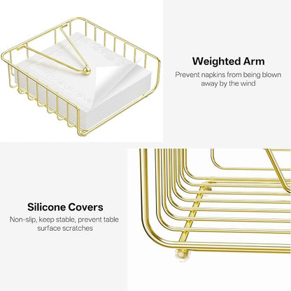 Napkin Holder for Table with Weighted Arm, Dinner Metal Flat Napkin Holders for - Image 4