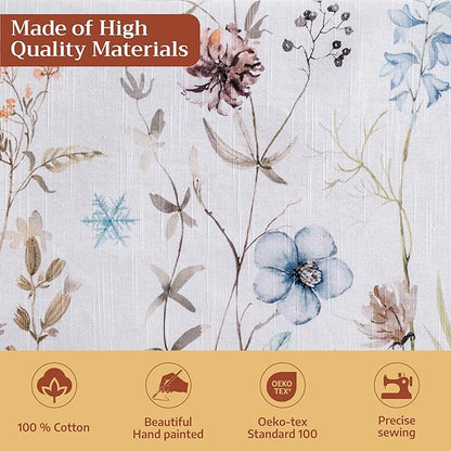 Maison d' Hermine Table Cloth Square Table 100% Cotton 60 x 60 Inches Fall Tablecloth Reusable Everyday Use for Thanksgiving Christmas Decorations Dining Farmhouse Party (Ice Florals)